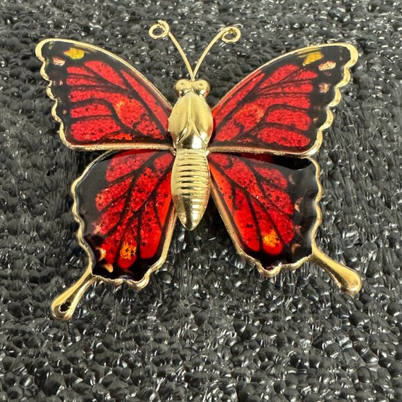 Butterfly refrigerator magnets gold tone acrylic multicolored designs - GR14 - Picture 5 of 11